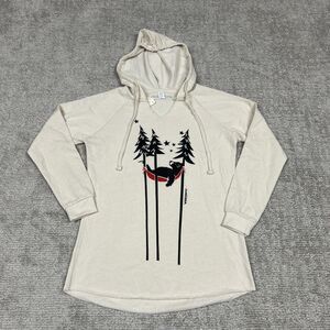 Marushka Sweatshirt Womens Small Bear Hammock Graphic Design Hoodie Cream New